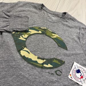Cincinnati Reds Camo Logo LS Tee Men’s S Gray Soft Majestic Threads USA Made NEW